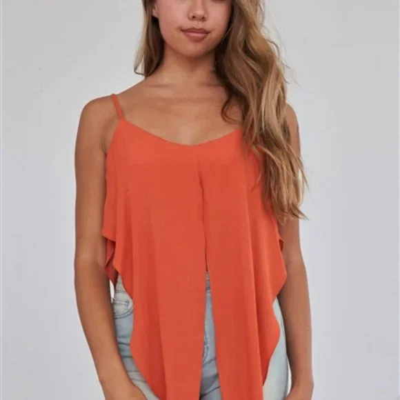 Rust Orange Wrap Waist Cami Top  NWT    small med large - Picture 3 of 3